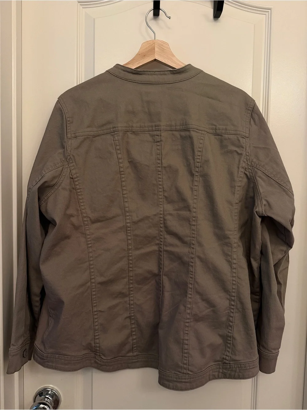 d&co Olive Collarless Jean Jacket for Women
